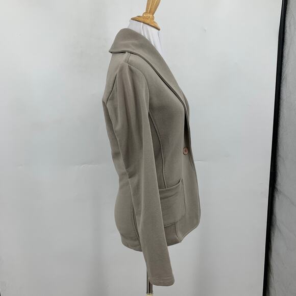 James Perse Blazer Womens 2 Taupe Standard Knit One Button Cotton Shawl Collar - Picture 5 of 12